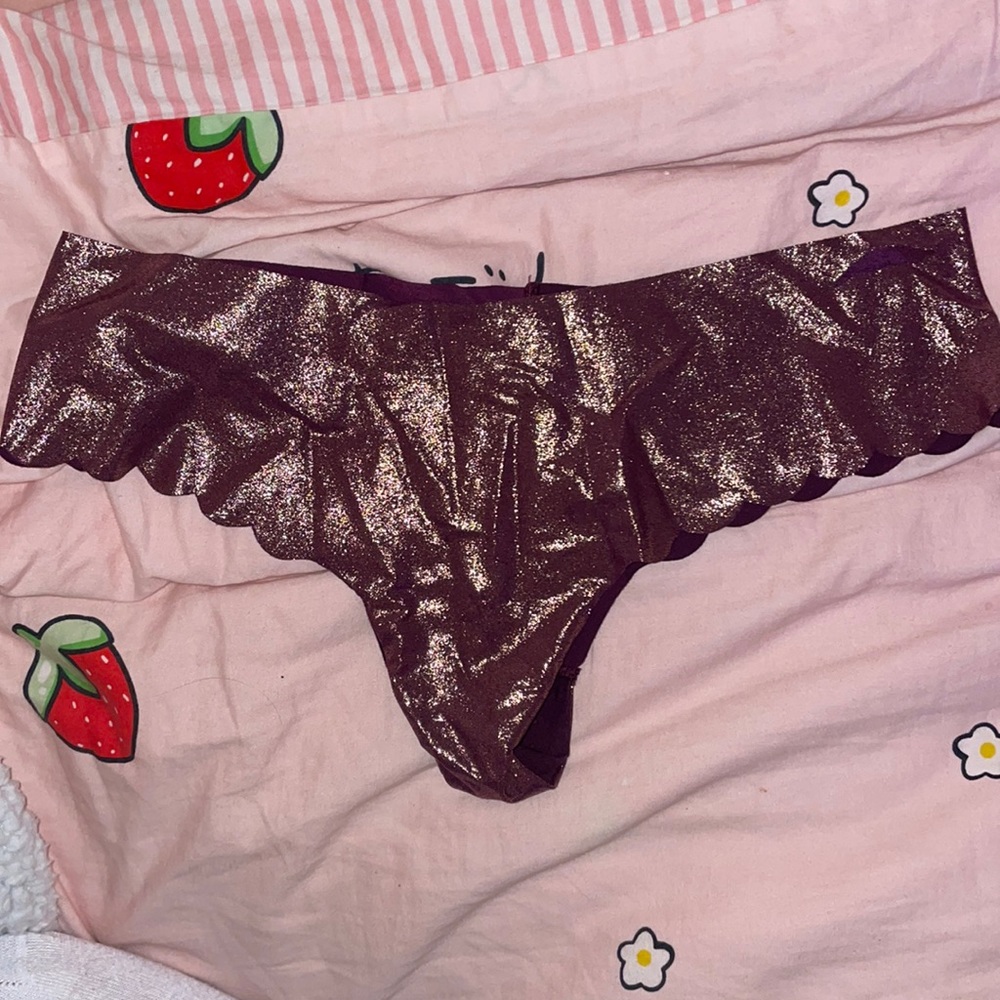 PINK Victoria’s Secret Sparkly Maroon Thong